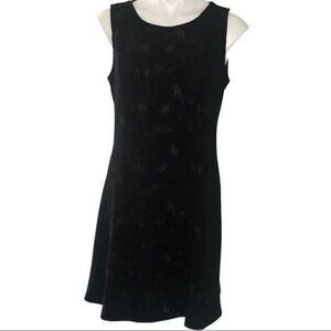Collective Concepts Black/Gold Metallic A-Line Mini Dress, Sleeveless Women's L